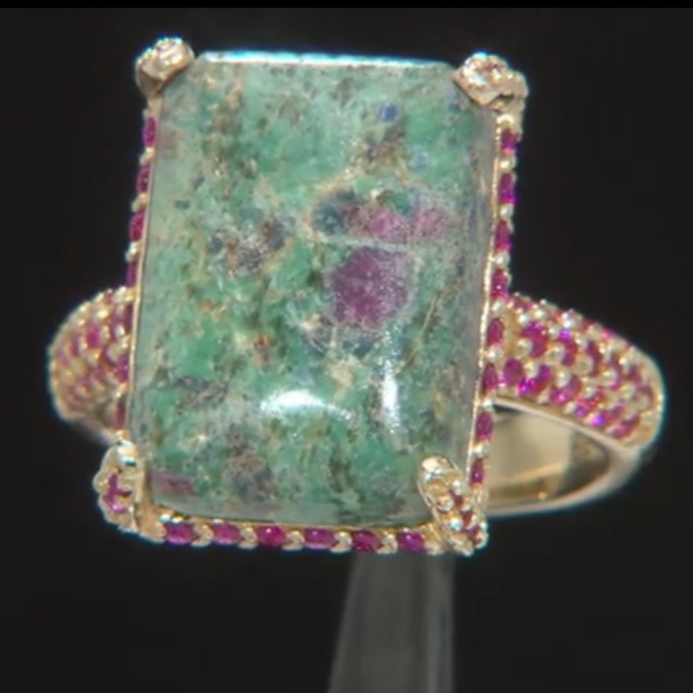 Ruby Fuchsite & 46 Pink Sapphire Ring - image 7